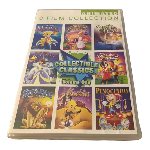 SOLD KIDS Animated 8 Film Movie Collection Aladdin, Pinocchio, Mermaid, - Picture 1 of 2